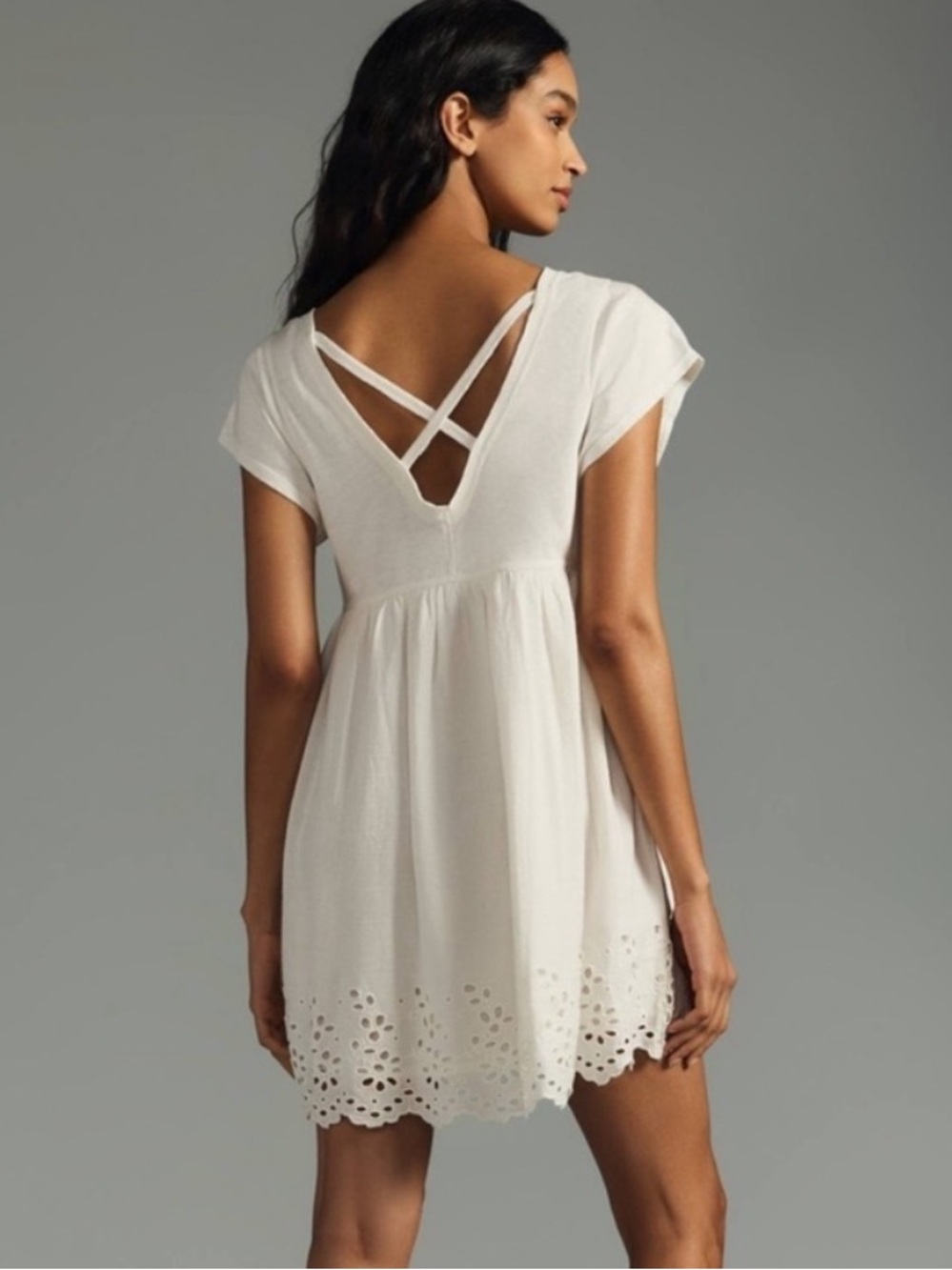 Anthropologie Daily Practice Eyelet Hem Mini Dress Size M - Picture 2 of 15